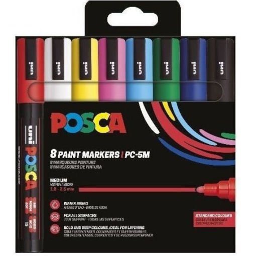 Εικόνα της Μαρκαδόροι Posca Basic Color PC-5M 8τεμαχίων Uni
