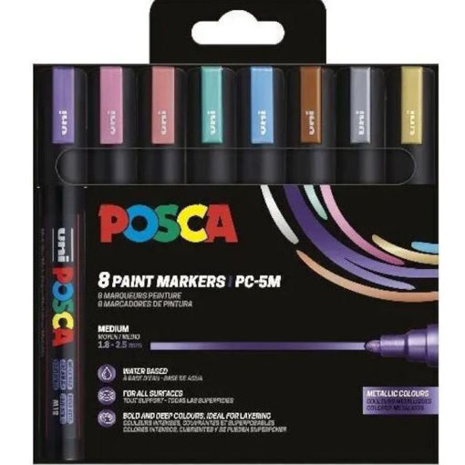 Εικόνα της Μαρκαδόροι Posca Metallic Color PC-5M 8τεμαχίων Uni