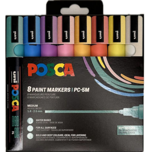 Εικόνα της Μαρκαδόροι Posca Soft Color PC-5M 8τεμαχίων Uni