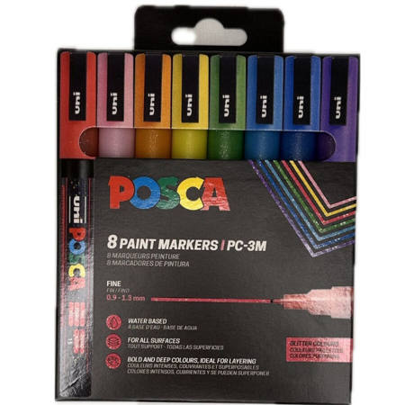 Εικόνα της Μαρκαδόροι Posca Sparkling Color PC-3ML 8τεμαχίων Uni