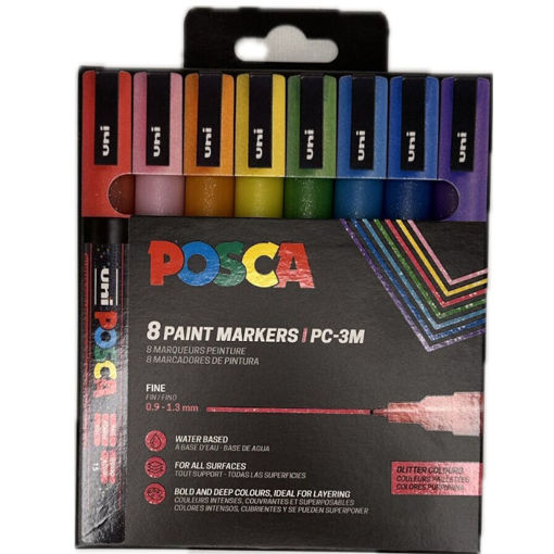 Εικόνα της Μαρκαδόροι Posca Sparkling Color PC-3ML 8τεμαχίων Uni