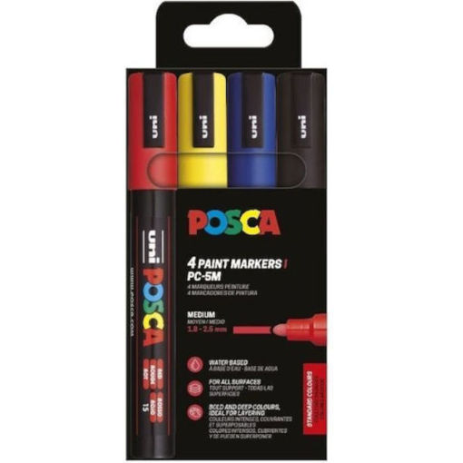 Εικόνα της Μαρκαδόροι Posca Basic Color PC-5M 4τεμαχίων Uni