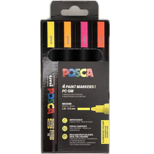 Εικόνα της Μαρκαδόροι Posca Neon Color PC-5M 4τεμαχίων Uni