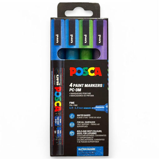 Εικόνα της Μαρκαδόροι Posca Cool Sparkling Color PC-3ML 4τεμαχίων Uni