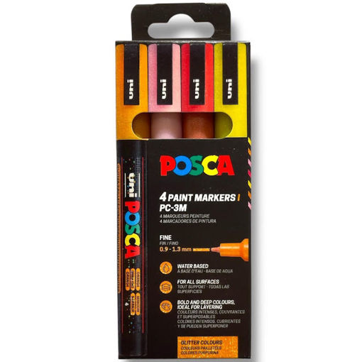 Εικόνα της Μαρκαδόροι Posca Warm Sparkling Color PC-3ML 4τεμαχίων Uni