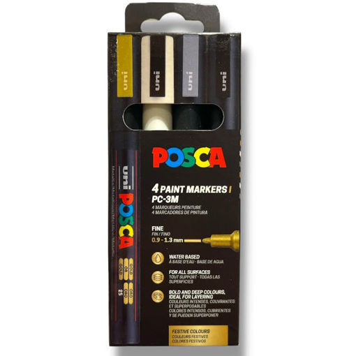 Εικόνα της Μαρκαδόροι Posca Festive Color PC-3ML 4τεμαχίων Uni