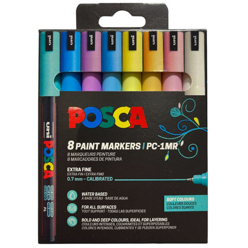 Εικόνα της Μαρκαδόροι Posca Soft Color PC-1MR 8τεμαχίων Uni