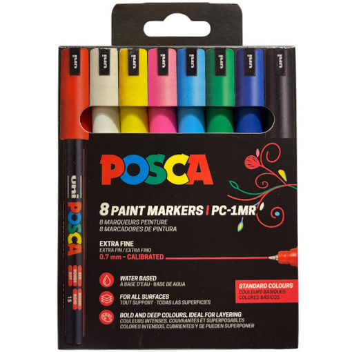Εικόνα της Μαρκαδόροι Posca Basic Color PC-1MR 8τεμαχίων Uni