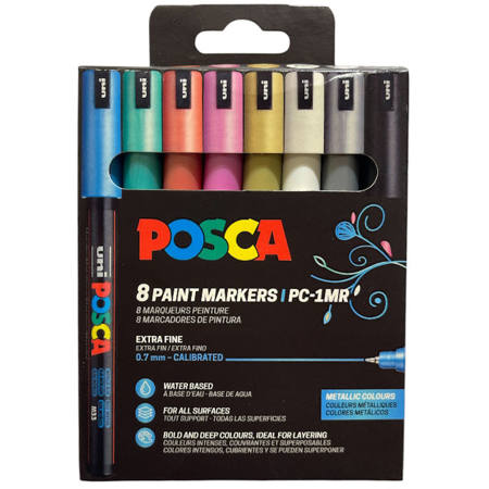 Εικόνα της Μαρκαδόροι Posca Metallic Color PC-1MR 8τεμαχίων Uni