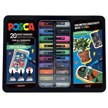 Εικόνα της Μαρκαδόροι Posca Metal Box Pop Colours 20τεμ.
