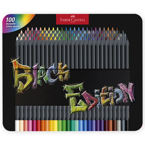 Faber-Castell Black Edition Χρωματιστά Μολύβια – Σετ 100 τεμαχίων σε μαύρο μεταλλικό κουτί – Κωδικός 116490 – EAN 4005401164906