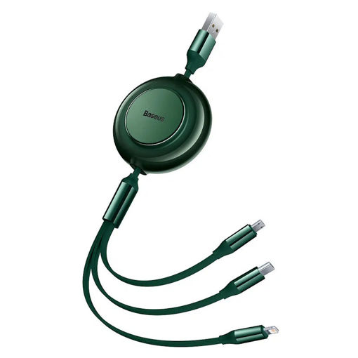 Εικόνα της Καλώδιο Baseus Bright Mirror 2 Flat Retractable USB to Lightning Type-C micro USB Cable 3.5A Πράσινο 1.1m CAMJ0100
