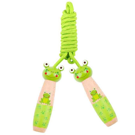 Εικόνα της Σχοινάκι γυμναστικής Tooky toy με ξύλινες λαβές πράσινο - βάτραχος TY887C