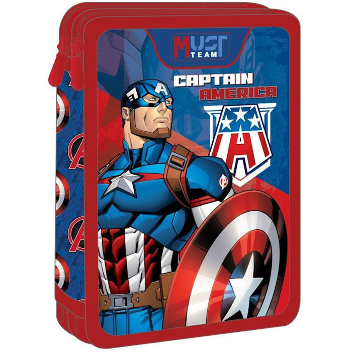 Κασετίνα Must διπλή γεμάτη με τον Captain America και όλο τον εσωτερικό εξοπλισμό.