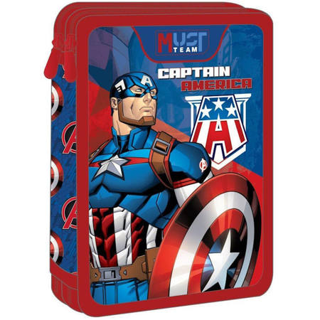 Κασετίνα Must διπλή γεμάτη με τον Captain America και όλο τον εσωτερικό εξοπλισμό.