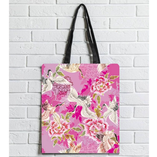 Εικόνα της Τσάντα Υφασμάτινη Brainfood σουέτ με φερμουάρ Γερανοί Japan (BR)