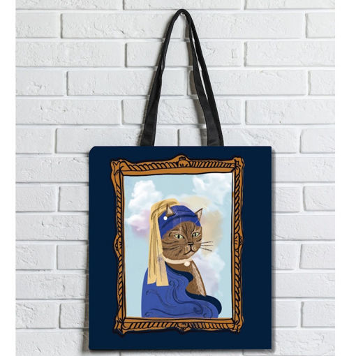 Εικόνα της Τσάντα Υφασμάτινη Brainfood σουέτ με φερμουάρ γάτα Αναγέννηση (BR)