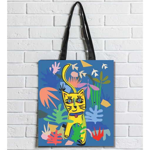 Εικόνα της Τσάντα Υφασμάτινη Brainfood σουέτ με φερμουάρ γάτα Φοβισμός (BR)