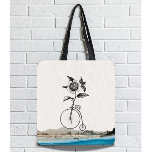 Εικόνα της Τσάντα Υφασμάτινη Brainfood σουέτ με φερμουάρ Ποδήλατο (BR)