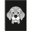 Τετράδιο Typotrust Velvet 4552-30 με zentangle σχέδιο σκύλου σε μαύρο εξώφυλλο