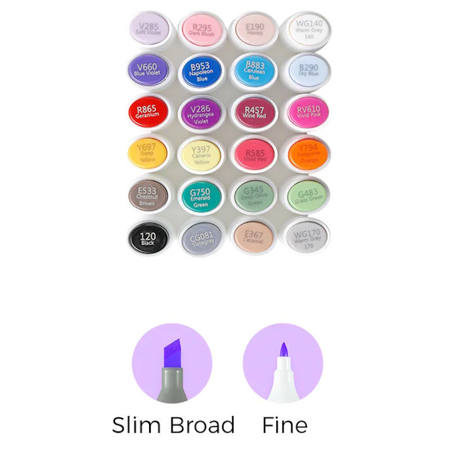 Εικόνα της Μαρκαδόροι Ohuhu Kaala Alcohol Art Markers Σετ 24 Χρωμάτων Basic Colors 80402-37