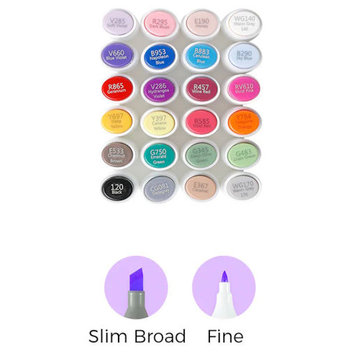 Εικόνα της Μαρκαδόροι Ohuhu Kaala Alcohol Art Markers Σετ 24 Χρωμάτων Basic Colors 80402-37