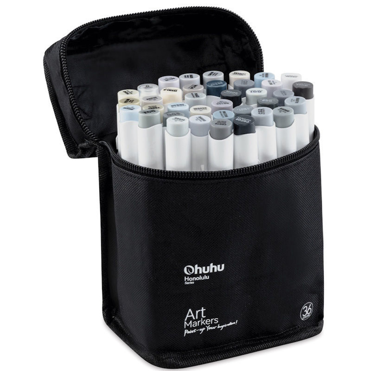 Σετ μαρκαδόρων Ohuhu Alcohol Art Markers 36 Grey Tone Brush & Chisel 6972838613438 Lichnaribooks