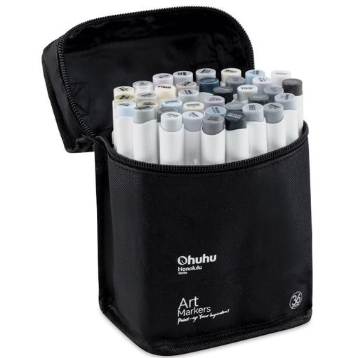 Σετ μαρκαδόρων Ohuhu Alcohol Art Markers 36 Grey Tone Brush & Chisel 6972838613438 Lichnaribooks