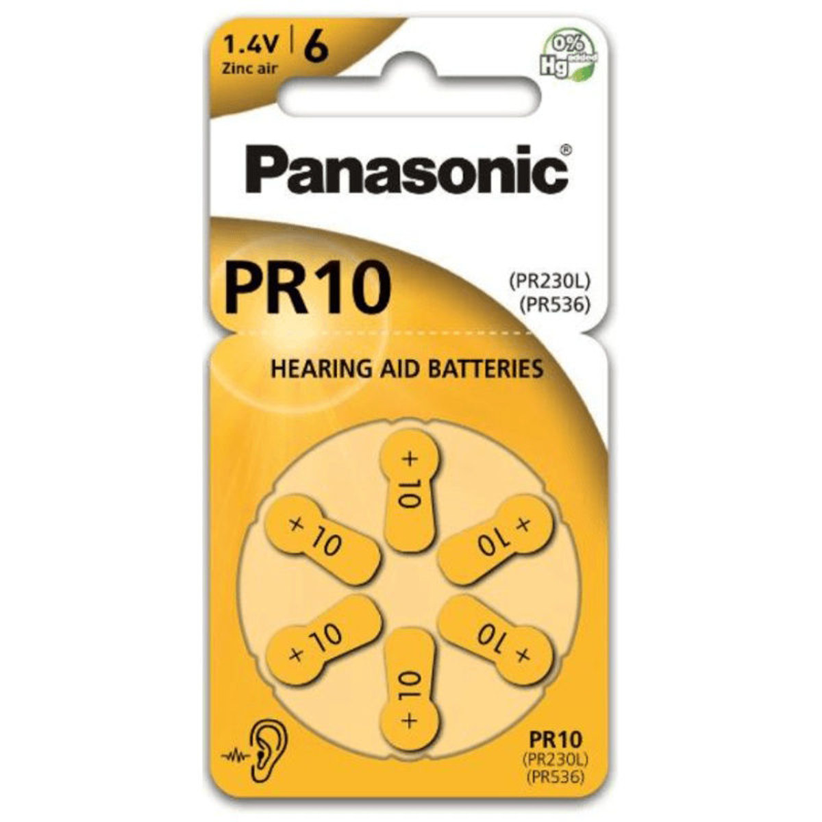 Εικόνα της Μπαταρίες Panasonic ακουστικών  PR10 PR230L/PR536 6τεμ.