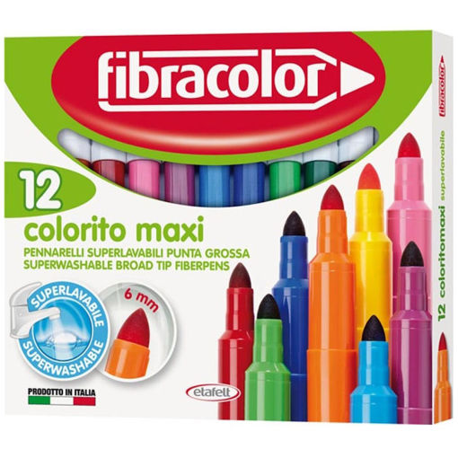 Εικόνα της Μαρκαδόροι Fibracolor maxi Colorito 12τεμ. washable