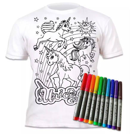 Εικόνα της Μαρκαδόροι 10τμχ. με μπλουζάκι T-Shirt 3-4 χρονών Unicorns 670617