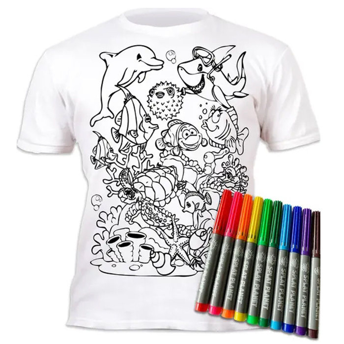 Εικόνα της Μαρκαδόροι 10τμχ. με μπλουζάκι T-Shirt 3-4 χρονών Sea Life 670617