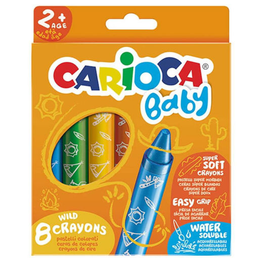 Κηρομπογιές Carioca Baby Wild 8 τεμαχίων Jumbo εξαιρετικά μαλακές στην αρχική τους συσκευασία