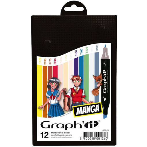 Εικόνα της Μαρκαδόροι οινοπνεύματος Graph it με διπλή μύτη 12τεμ. Manga GI00126