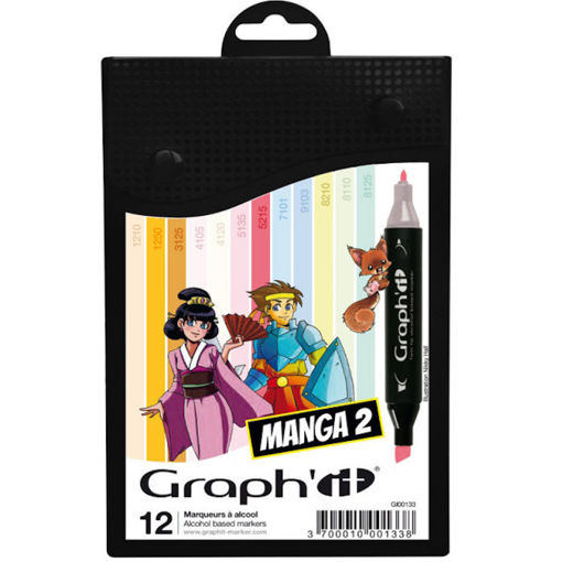 Εικόνα της Μαρκαδόροι οινοπνεύματος Graph it με διπλή μύτη 12τεμ. Manga 2 GI00133