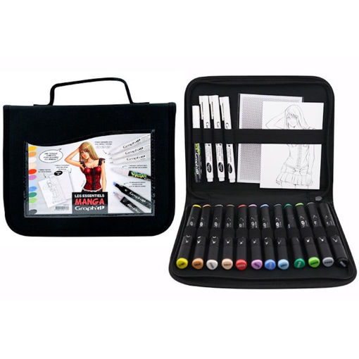 Σετ βαλιτσάκι μαρκαδόροι οινοπνεύματος Graph it με διπλή μύτη 17τεμ Manga GI00170 3700010001703