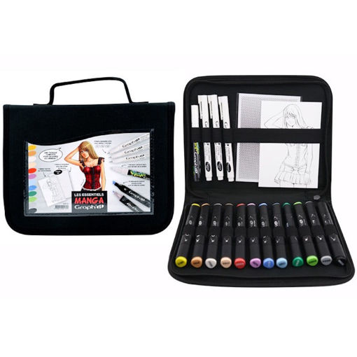 Εικόνα της Σετ βαλιτσάκι μαρκαδόροι οινοπνεύματος Graph it με διπλή μύτη 17τεμ. Manga GI00170