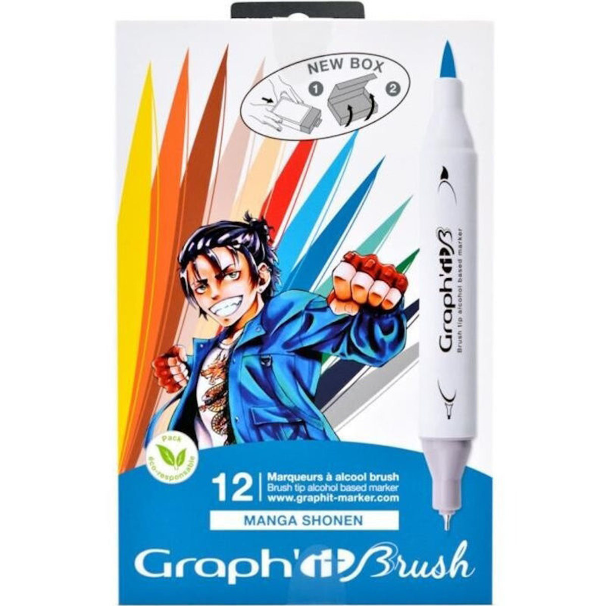 Graph’it Μαρκαδόροι αλκοόλης Manga Shonen 12 τεμ. με διπλή μύτη – GI80115