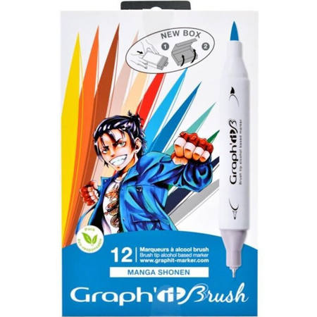 Graph’it Μαρκαδόροι αλκοόλης Manga Shonen 12 τεμ. με διπλή μύτη – GI80115