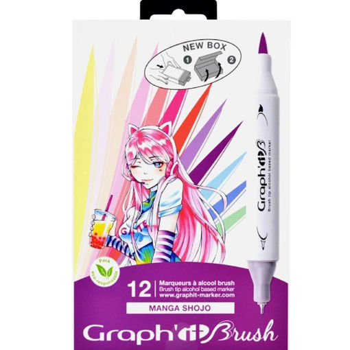 Εικόνα της Μαρκαδόροι οινοπνεύματος Graph it με διπλή μύτη 12τεμ. Manga Shojo GI80116