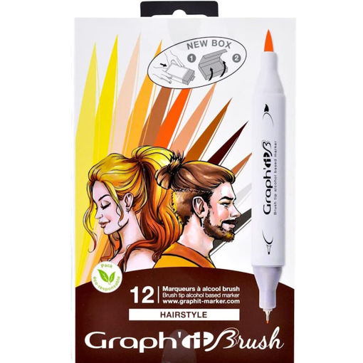 Εικόνα της Μαρκαδόροι οινοπνεύματος Graph it με διπλή μύτη 12τεμ. Hairstyle GI80117