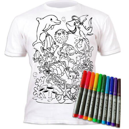 Εικόνα της Μαρκαδόροι 10τμχ. με μπλουζάκι T-Shirt 5-6 χρονών Sea Life 670624