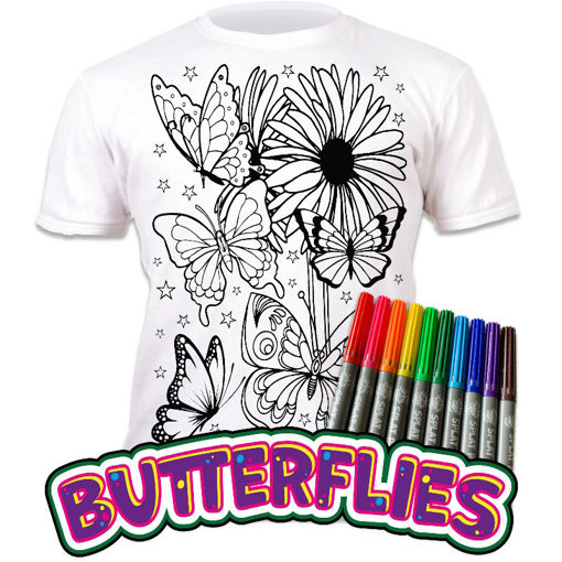 Εικόνα της Μαρκαδόροι 10τμχ. με μπλουζάκι T-Shirt 7-8 χρονών Butterflies 670310