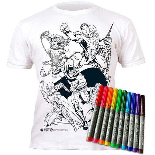 Εικόνα της Μαρκαδόροι 10τμχ. με μπλουζάκι T-Shirt 7-8 χρονών Superheroes 146109