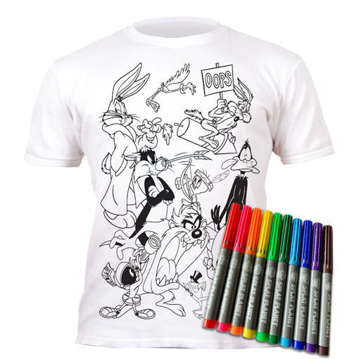 Εικόνα της Μαρκαδόροι 10τμχ. με μπλουζάκι T-Shirt 7-8 χρονών Looney Tunes 146161