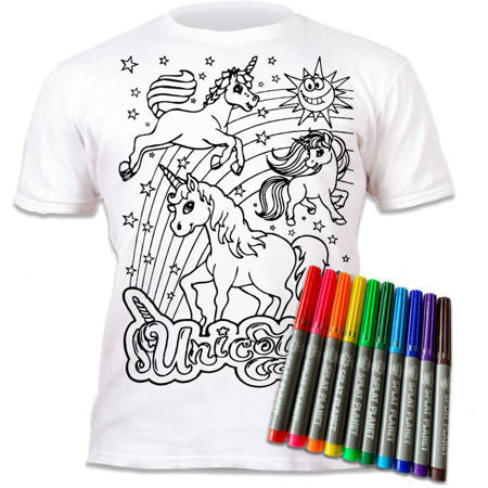Εικόνα της Μαρκαδόροι 10τμχ. με μπλουζάκι T-Shirt 5-6 χρονών Unicorns 670228