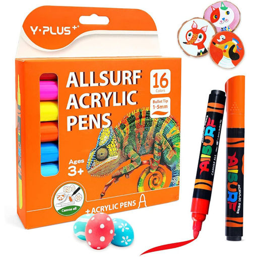 Εικόνα της Μαρκαδόροι Ακρυλικοί Y-Plus 16τμχ. για Παιδιά Μόνιμοι & Αδιάβροχοι 309165