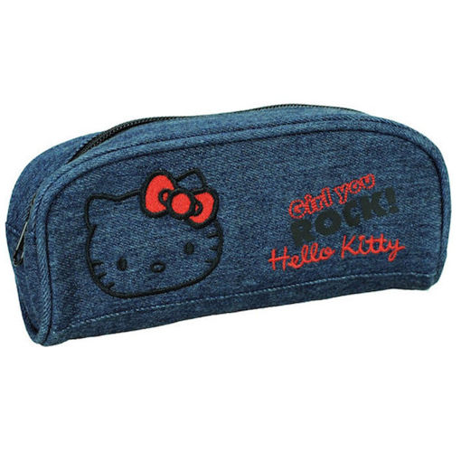 Εικόνα της Κασετίνα βαρελάκι Gim Hello Kitty Denim 335-75141