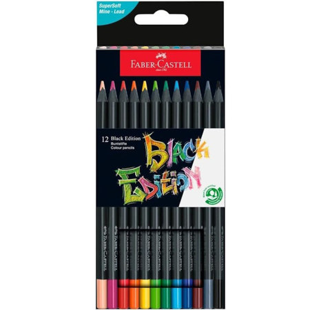 Ξυλομπογιές Faber-Castell Black Edition 12 τεμαχίων σε χάρτινη συσκευασία