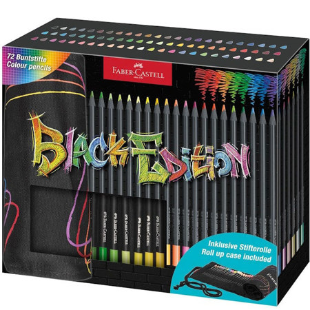 Ξυλομπογιές Faber-Castell Black Edition Roll 72 τεμαχίων σε μαύρη κασετίνα